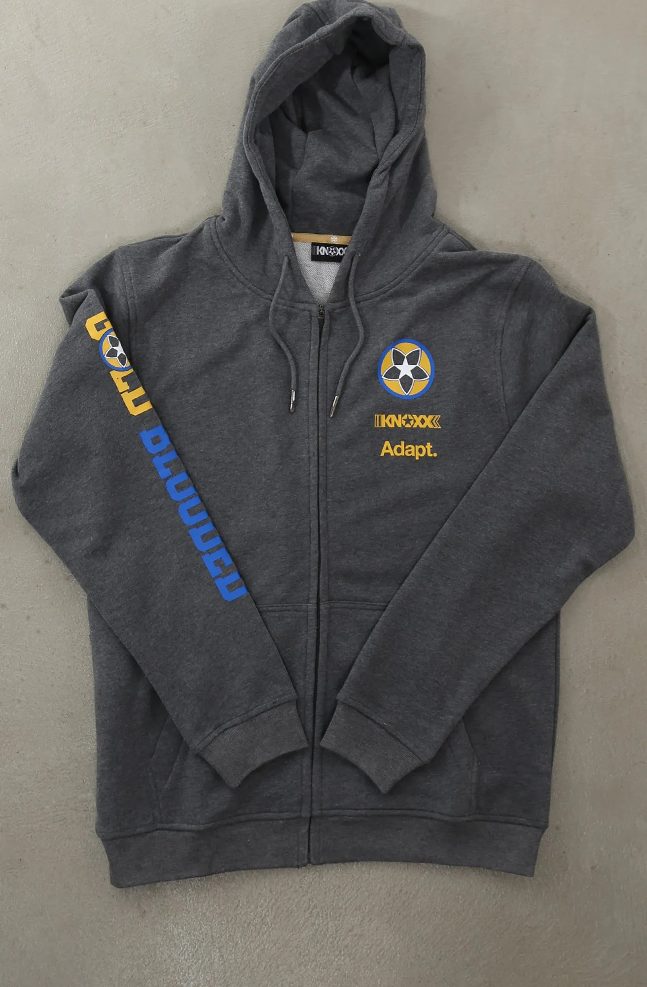 KNOXX X Adapt :: Gold Blooded KNX (Men's A1 Charcoal/Royal Zip Hoody)