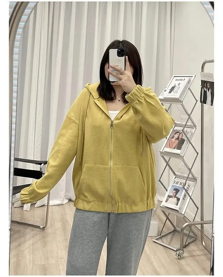 Korean Style Loose Casual Waffle Sweatshirt Jackets