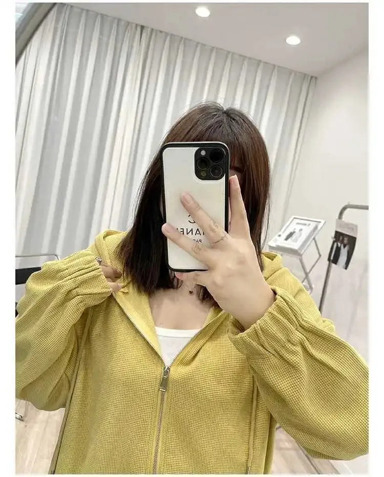 Korean Style Loose Casual Waffle Sweatshirt Jackets