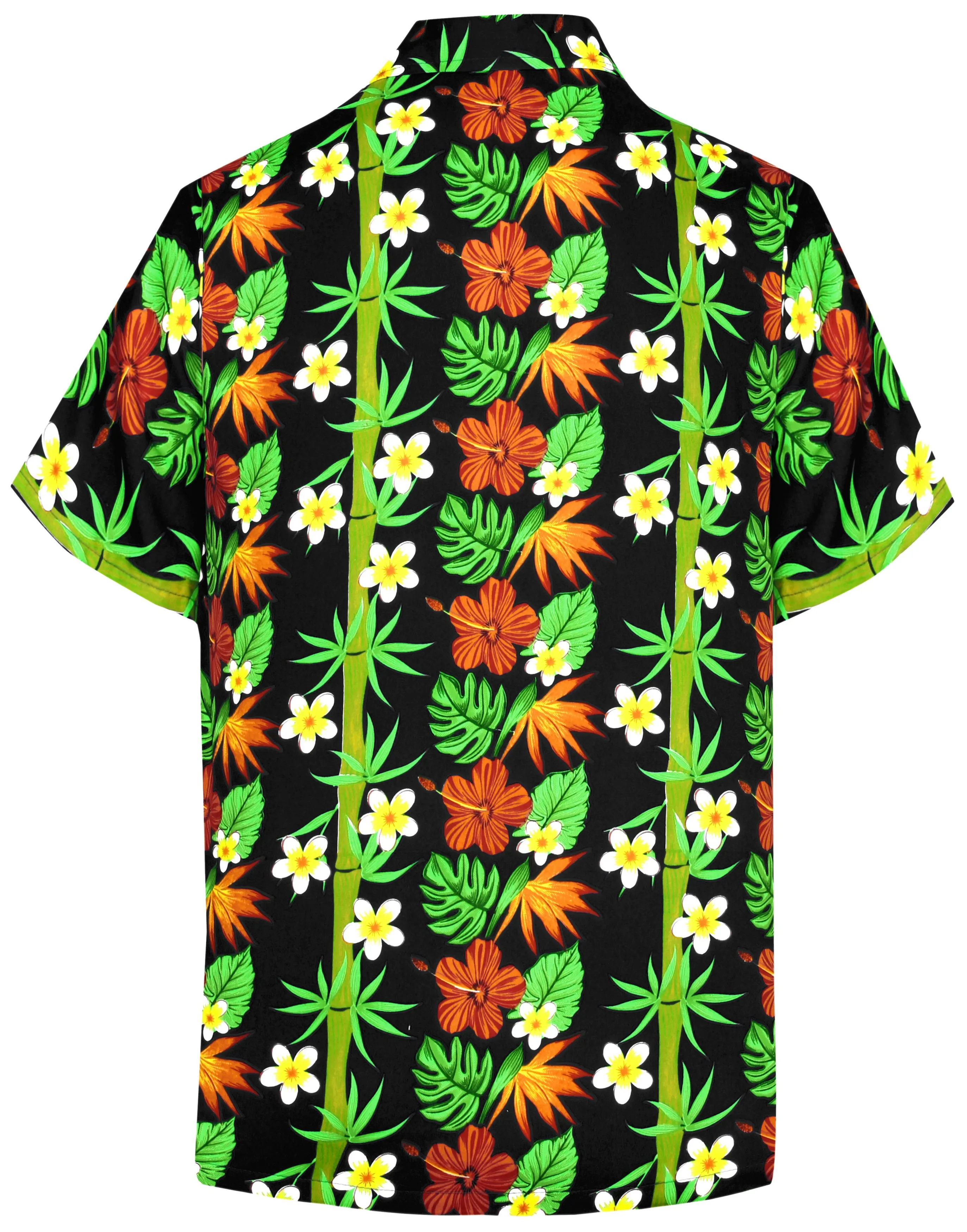 LA LEELA Men Regular Size Beach hawaiian Shirt for Aloha Tropical Beach front Short sleeve Black