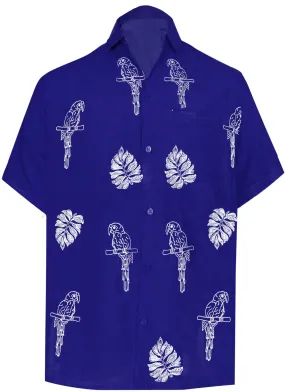 LA LEELA Men's Beach Hawaiian casual Aloha Button Down Short Sleeve shirt Blue_W859