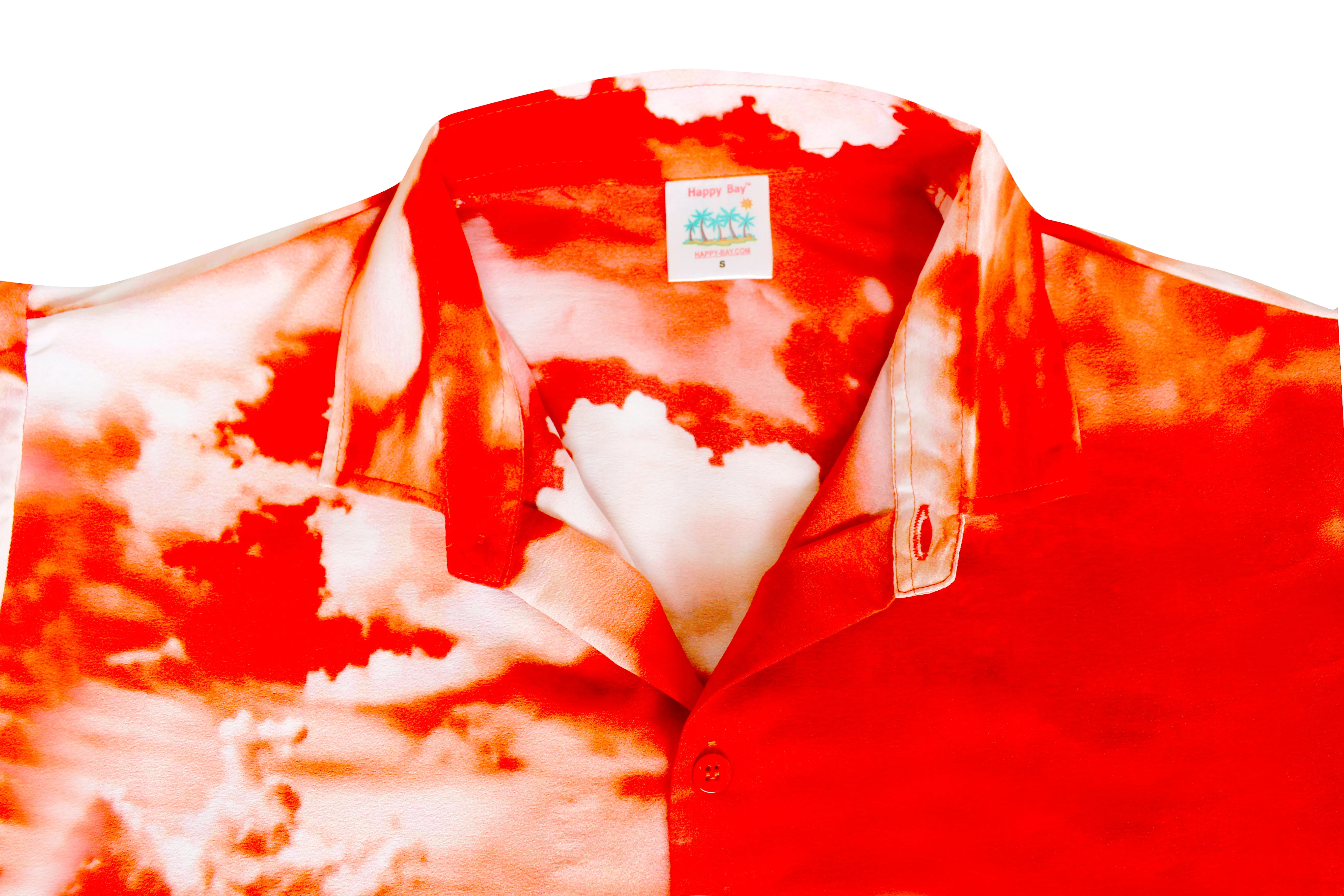 LA LEELA Men's Casual Beach hawaiian Shirt Aloha Christmas Santa front Pocket Short sleeve Orange_W586