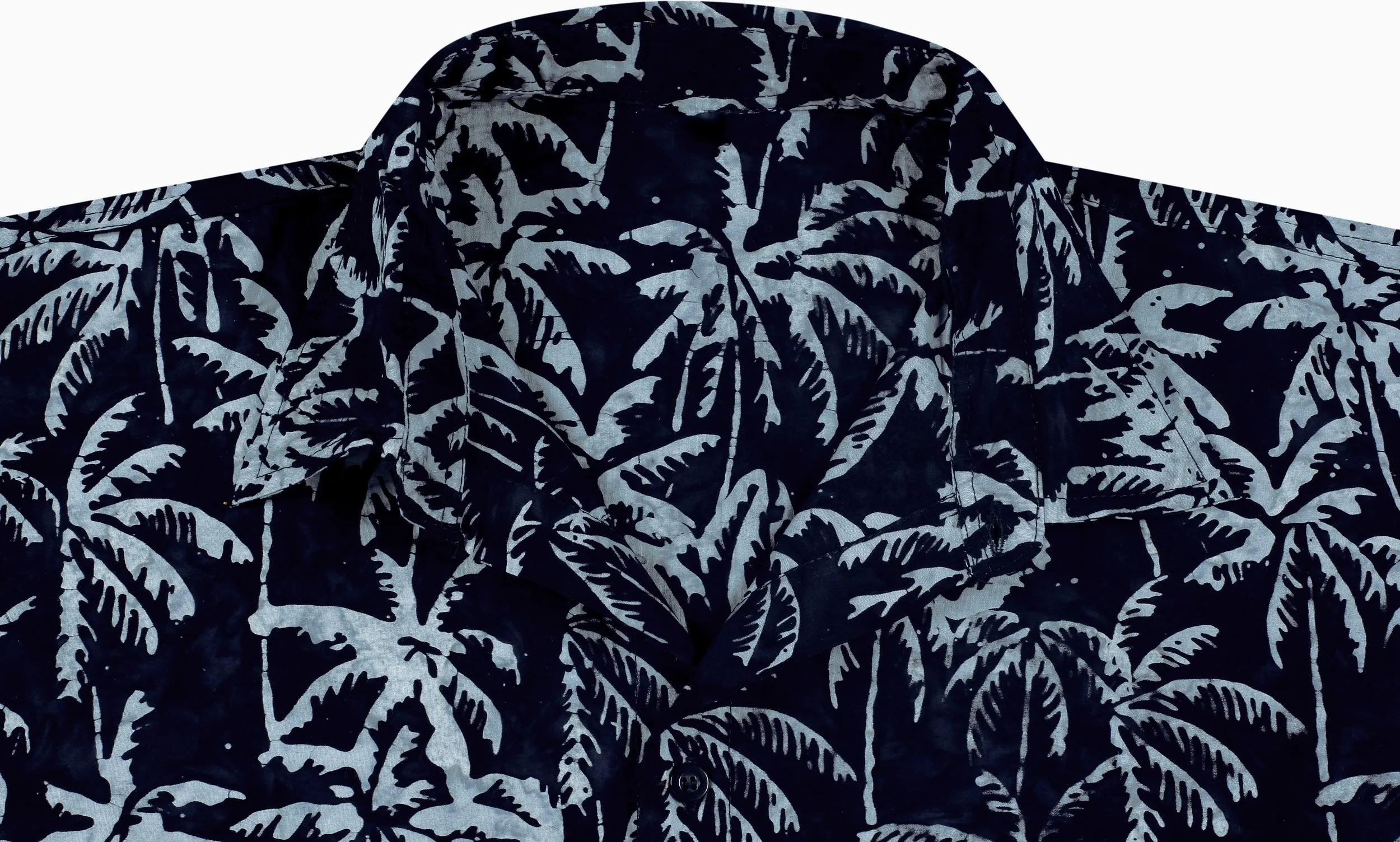 LA LEELA Men's Wear Summer Everyday Essentials Holiday Casual  Shirt 100% NATURAL COTTON  Palm tree hand Printed BlackHawaiian shirt