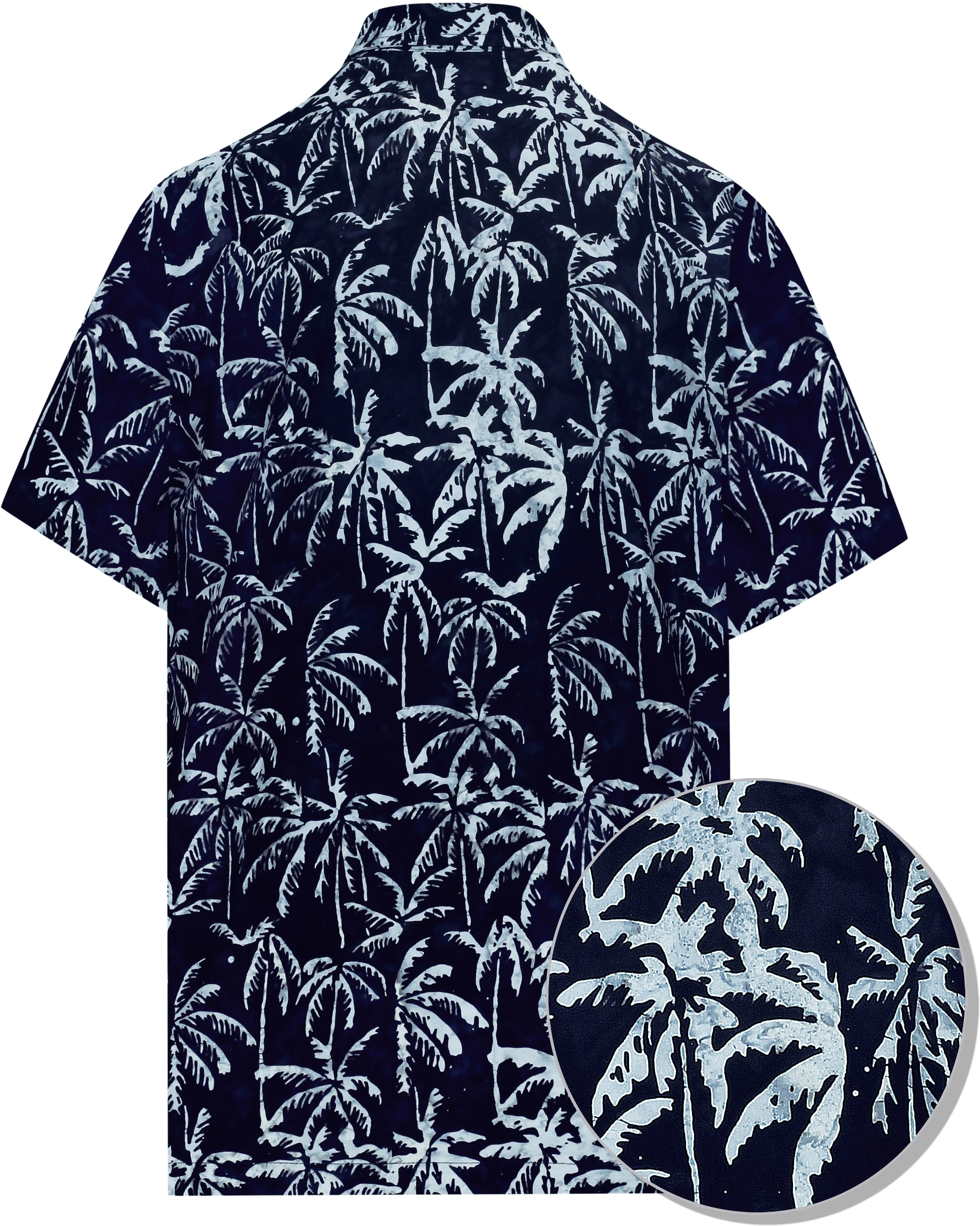 LA LEELA Men's Wear Summer Everyday Essentials Holiday Casual  Shirt 100% NATURAL COTTON  Palm tree hand Printed BlackHawaiian shirt