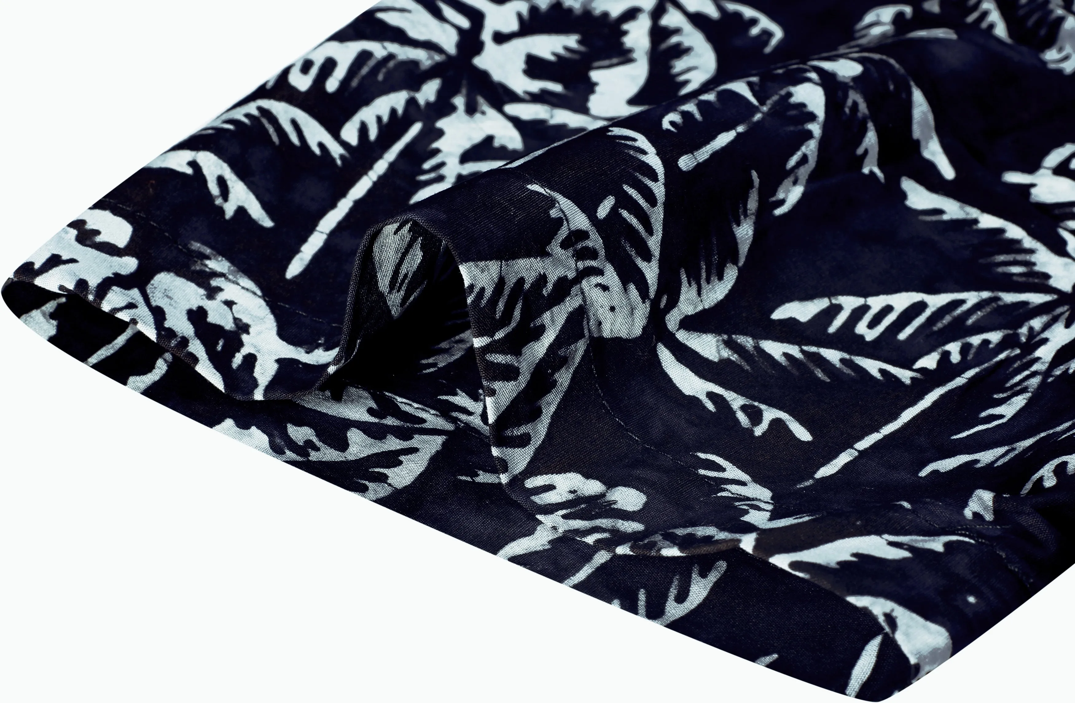 LA LEELA Men's Wear Summer Everyday Essentials Holiday Casual  Shirt 100% NATURAL COTTON  Palm tree hand Printed BlackHawaiian shirt