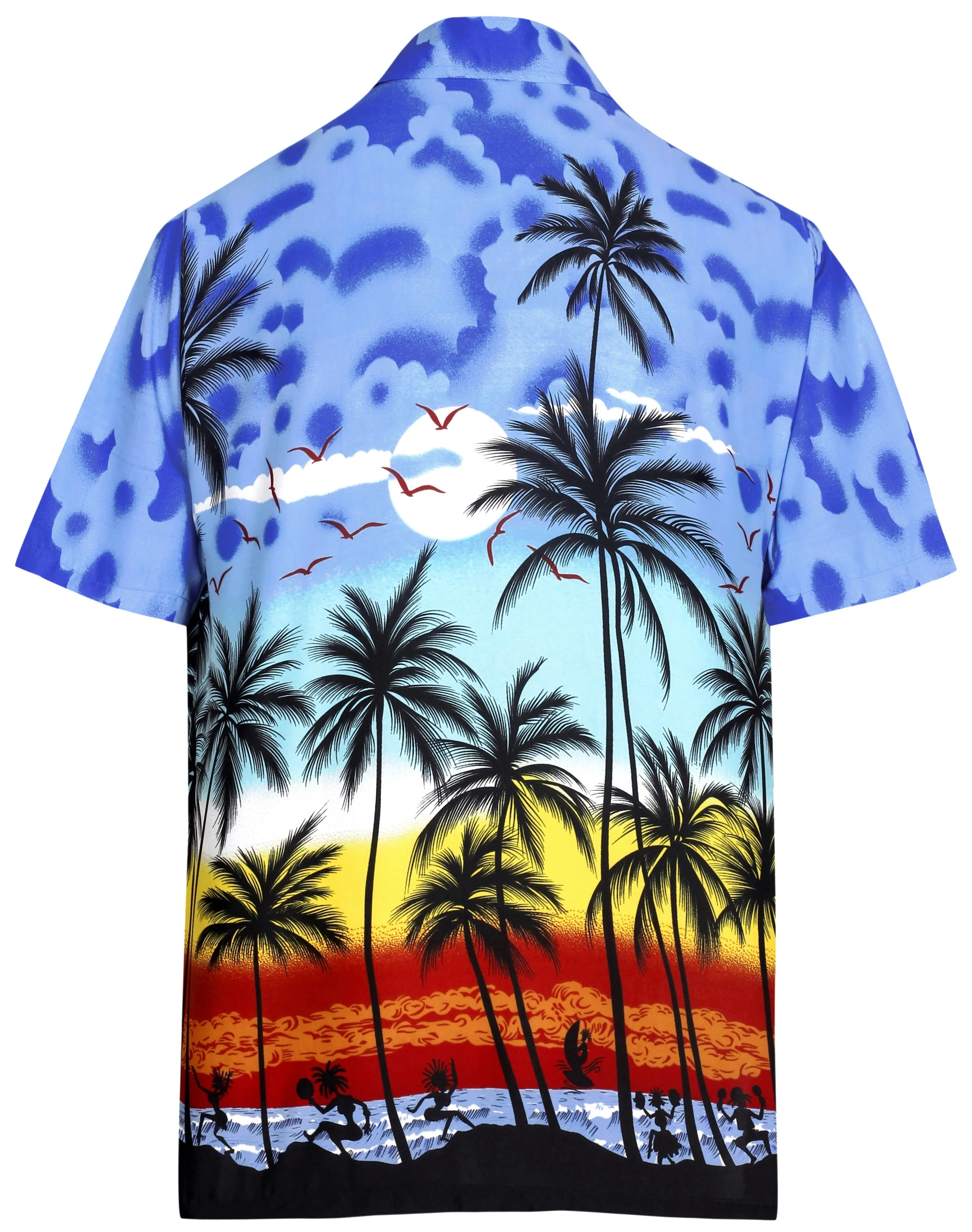 LA LEELA Regular Size Beach hawaiian Shirt for Aloha Tropical Beach front Short Sleeve for Mens Blue