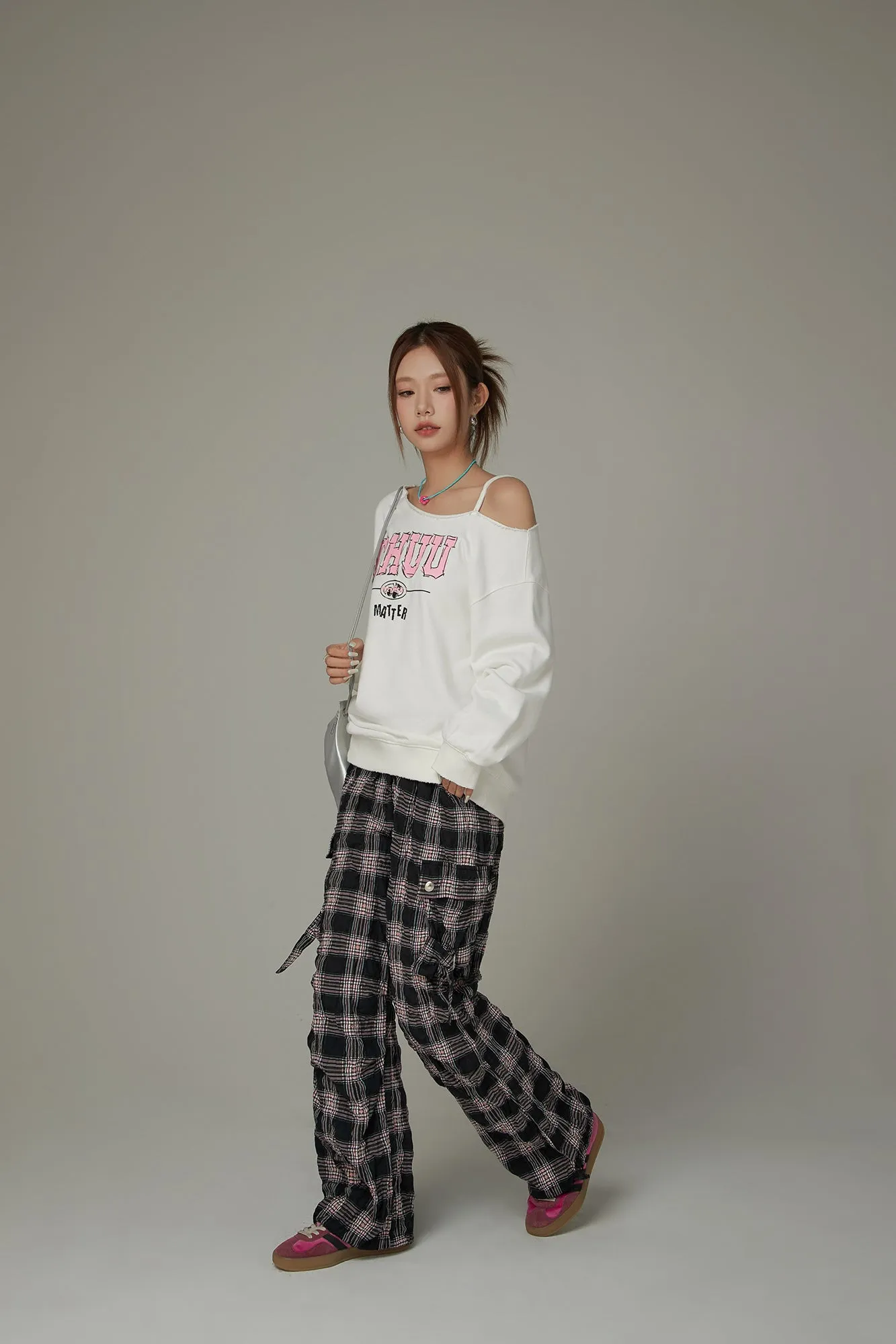 Logo One Shoulder Loose Fit Sweatshirt