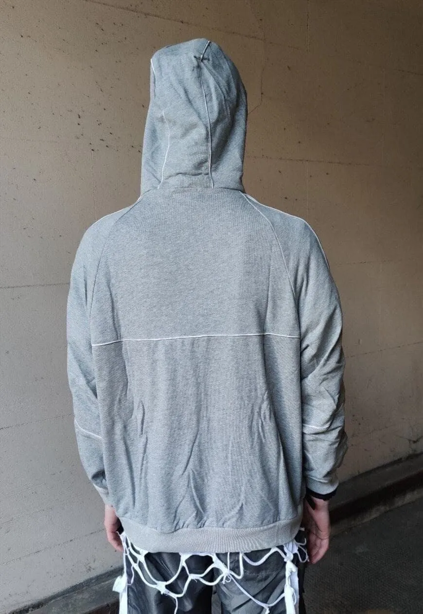 Loose fit oversize multi cargo pocket zip up hoodie top