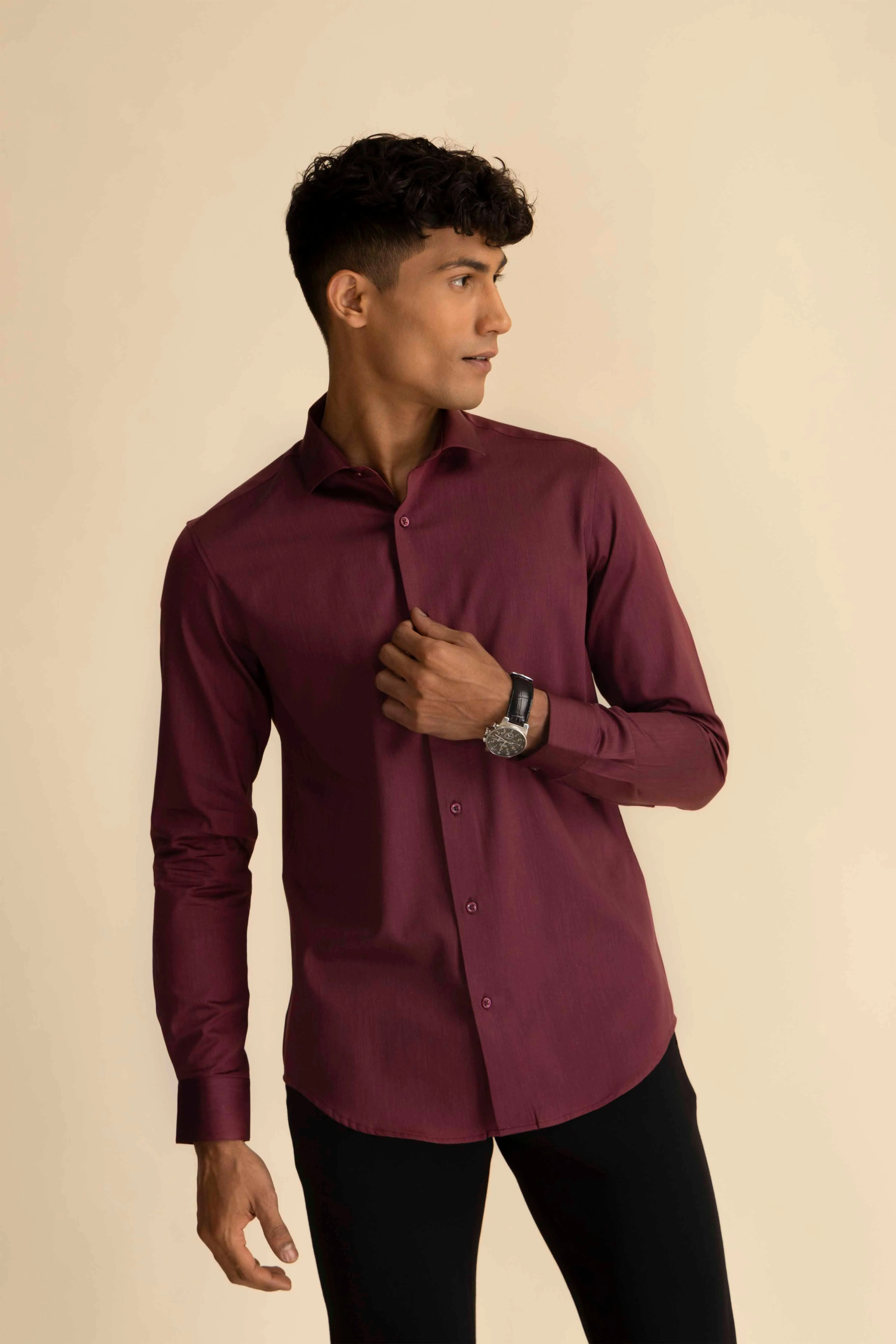 Maroon Melange Shirt