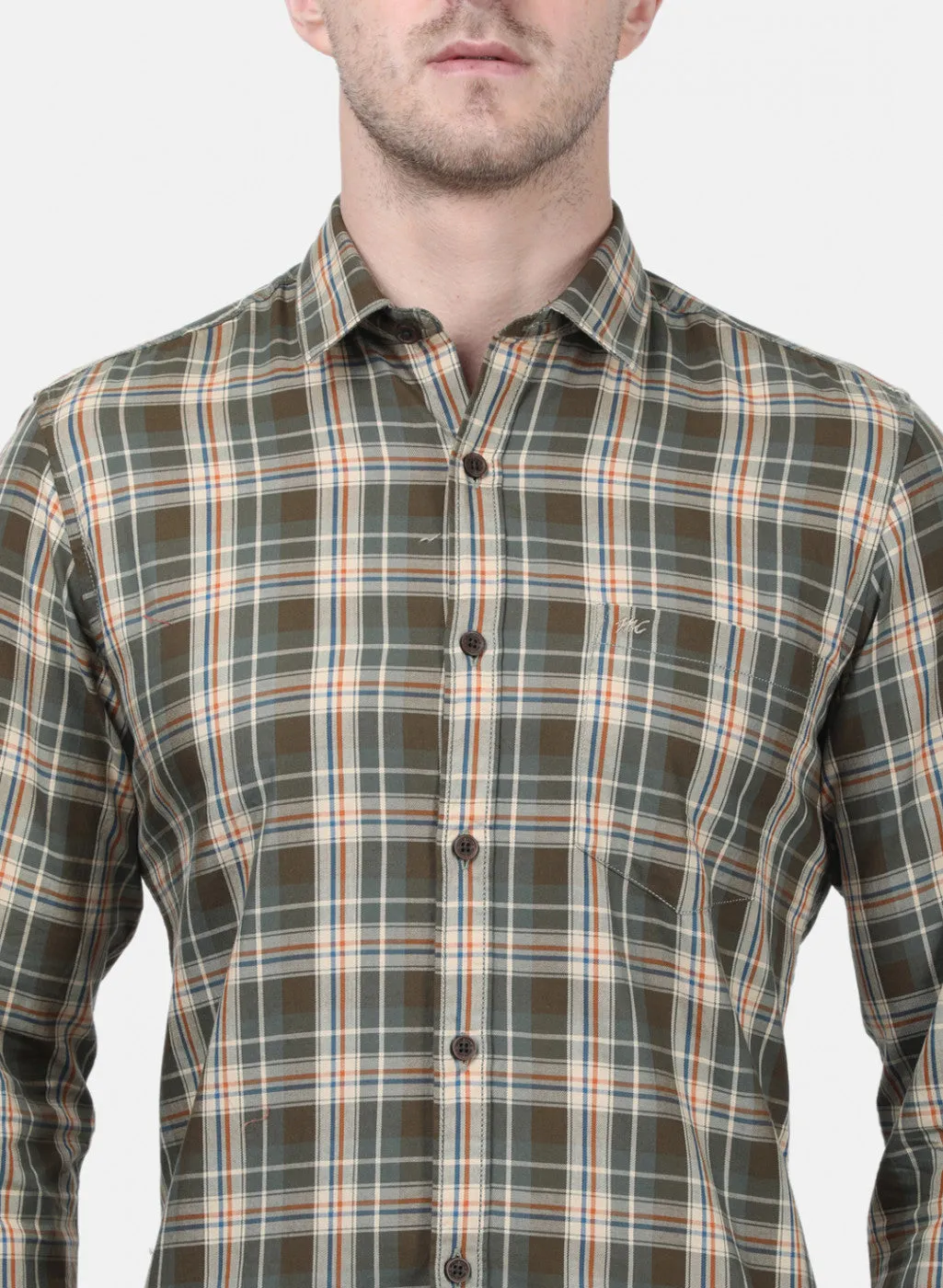 Mens Olive Check Shirts