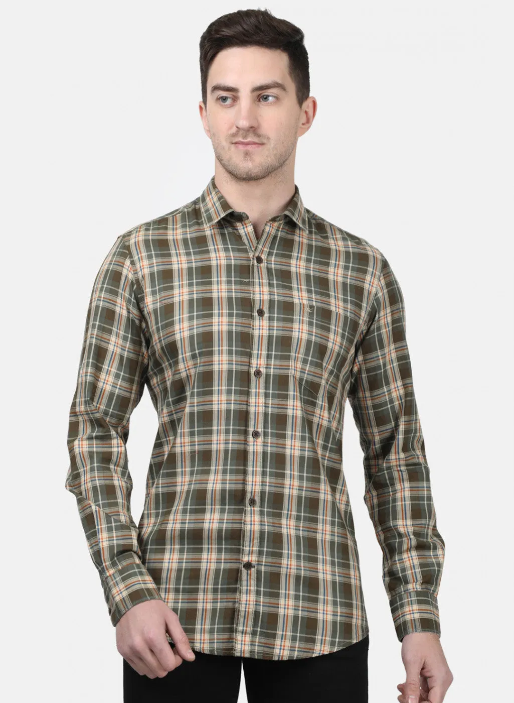 Mens Olive Check Shirts