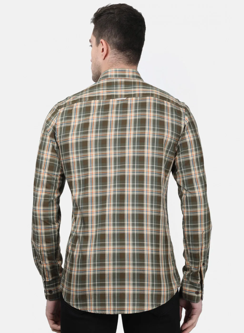 Mens Olive Check Shirts