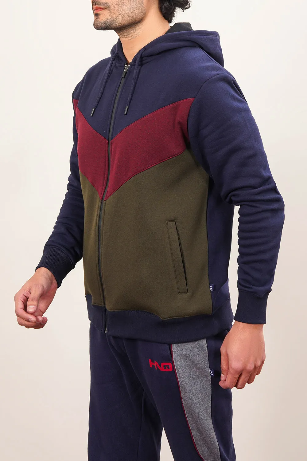 Men'S Paneled Zipped Hoodie