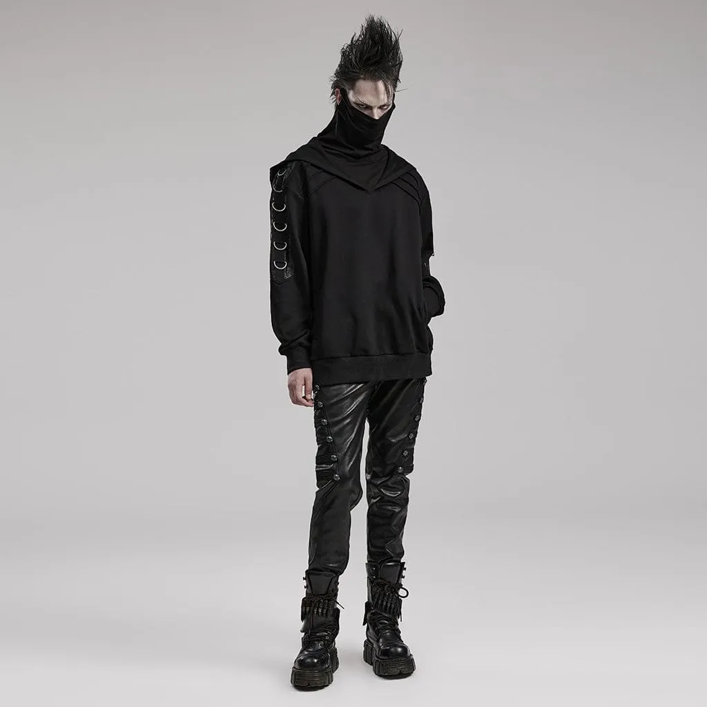 Men's Punk High Collar Loose Hoodies