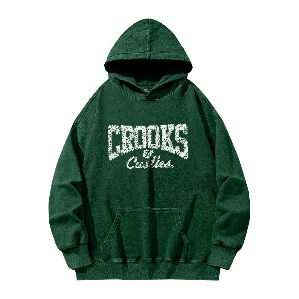 Mens Vintage Crooks Letter Graphic Hoodies