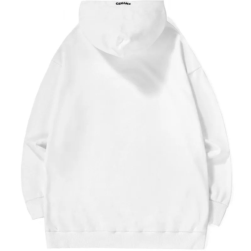 Minimalist Fashion Cartoon Letter Print Hoodies