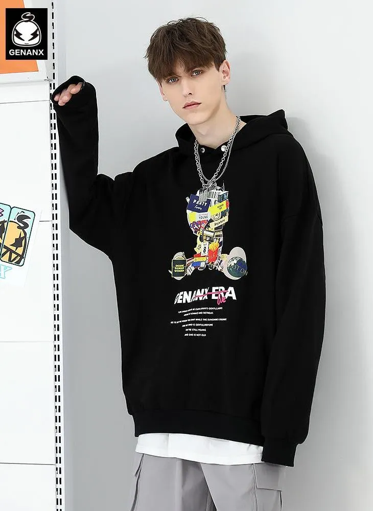 Minimalist Fashion Cartoon Letter Print Hoodies