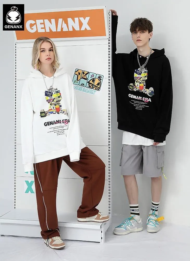 Minimalist Fashion Cartoon Letter Print Hoodies