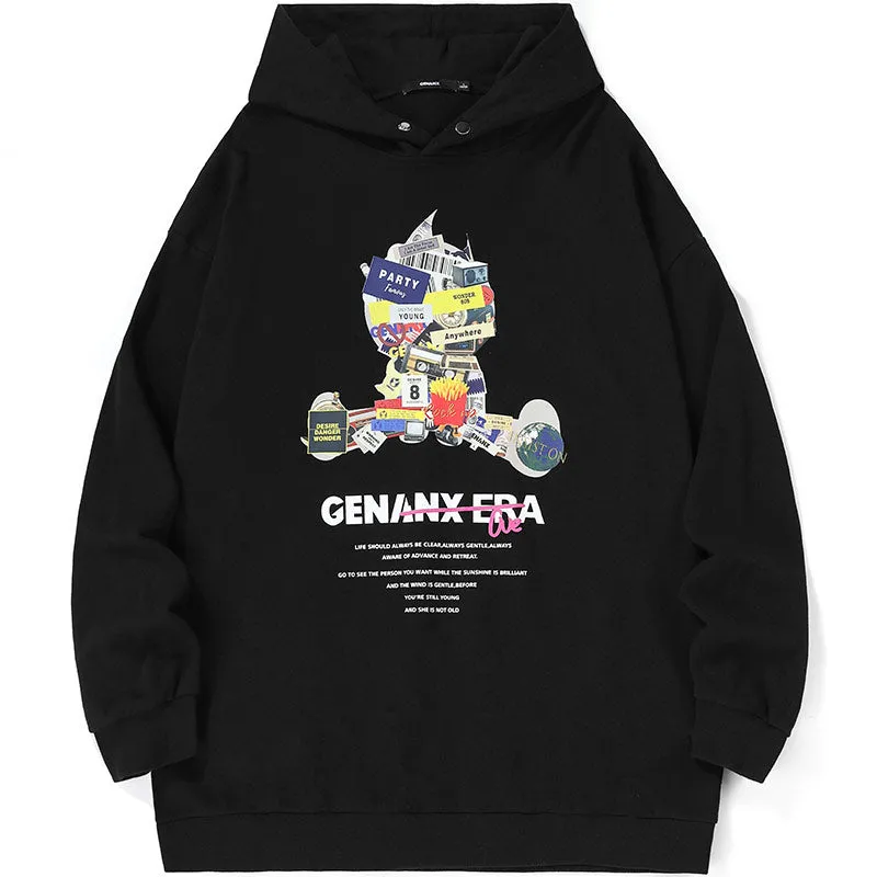 Minimalist Fashion Cartoon Letter Print Hoodies