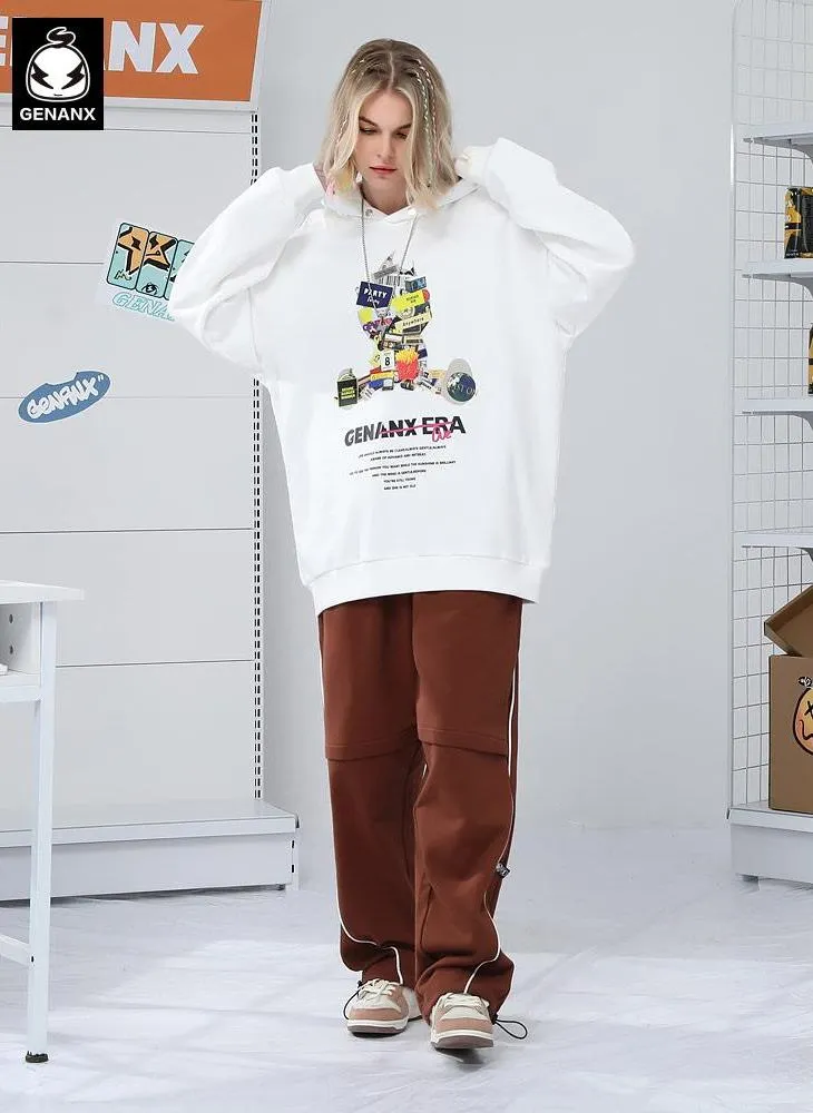 Minimalist Fashion Cartoon Letter Print Hoodies