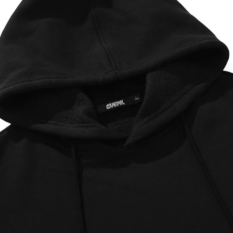 Minimalist Plain Kangaroo Pocket Drop-Shoulder Sleeve Hoodies