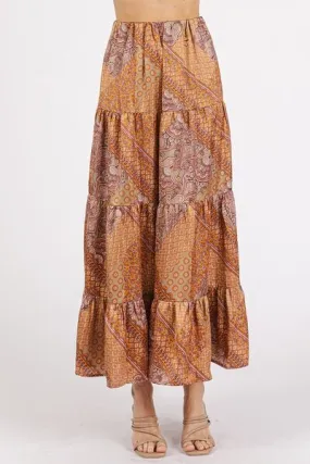 Mittoshop Paisley Patchwork Print Satin Maxi Skirt