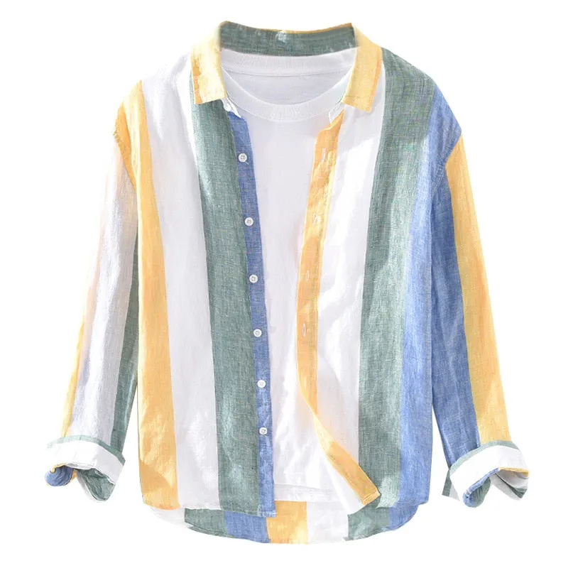 Multi-Color Big Stripe Style Long-Sleeved Shirt