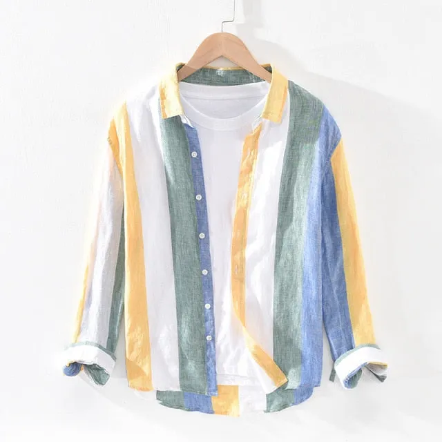 Multi-Color Big Stripe Style Long-Sleeved Shirt