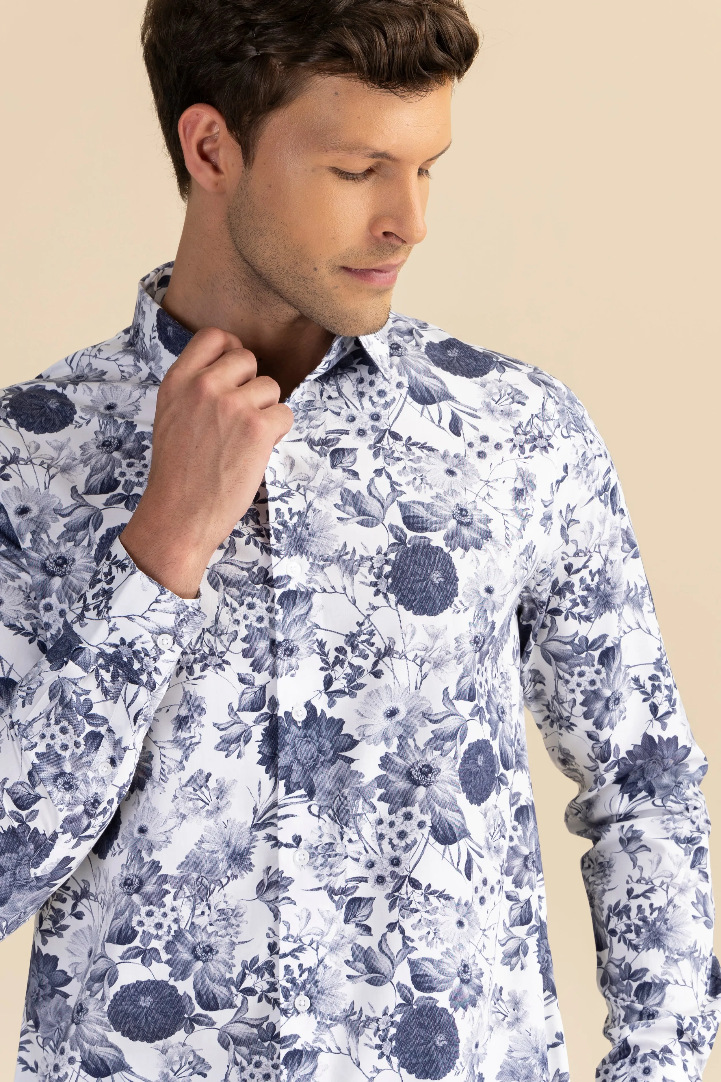 Navy floral casual shirt EOSS