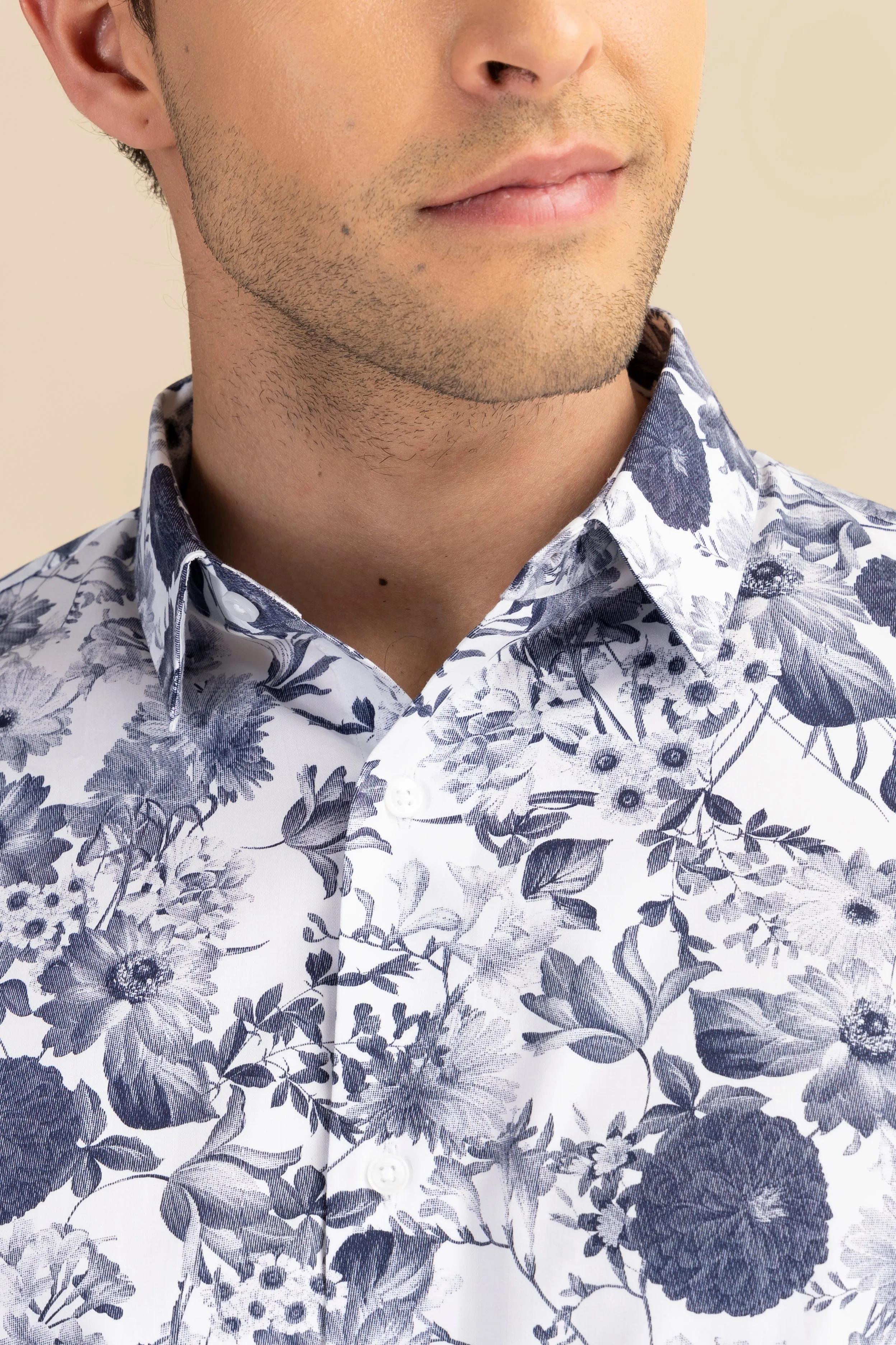 Navy floral casual shirt EOSS