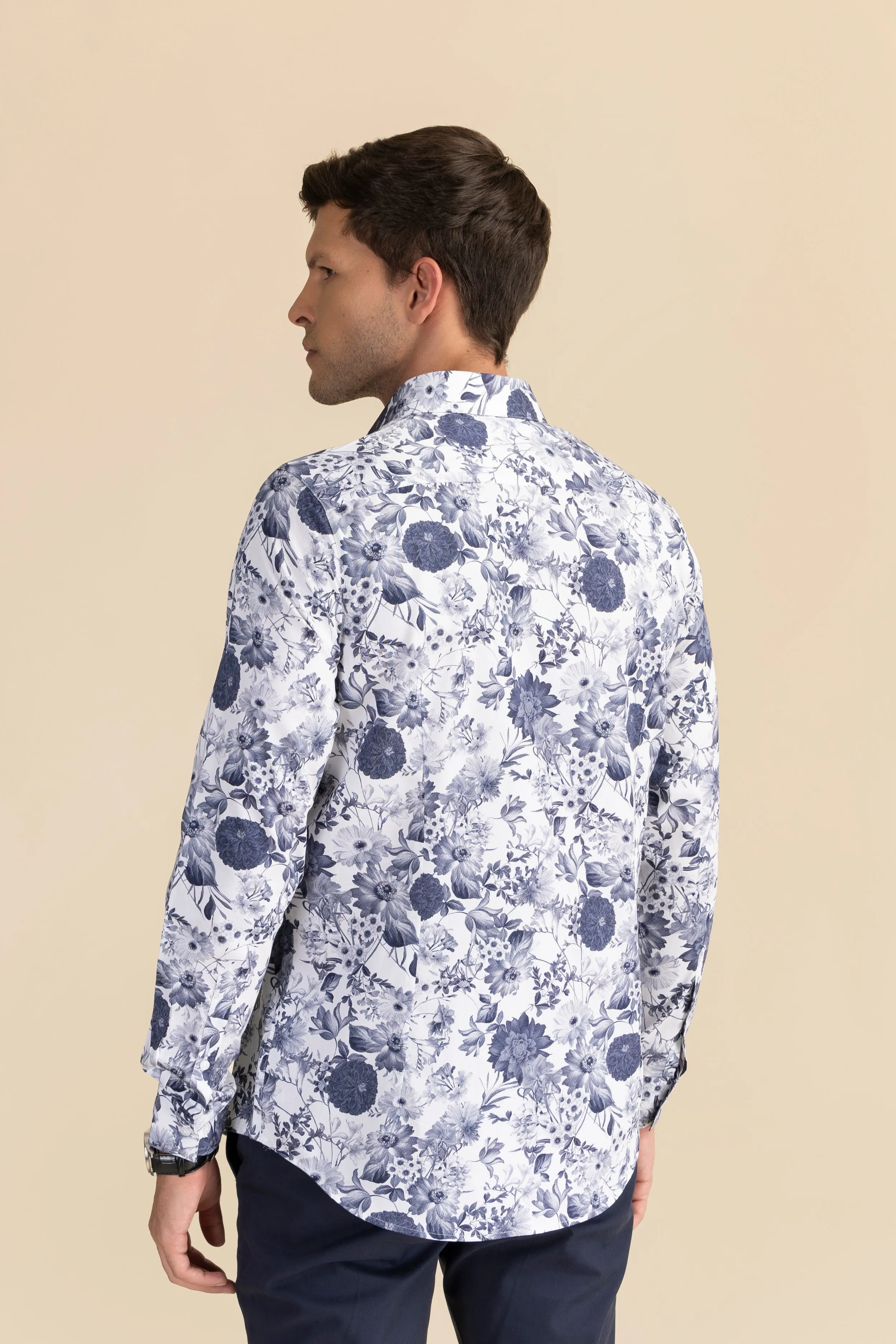 Navy floral casual shirt EOSS