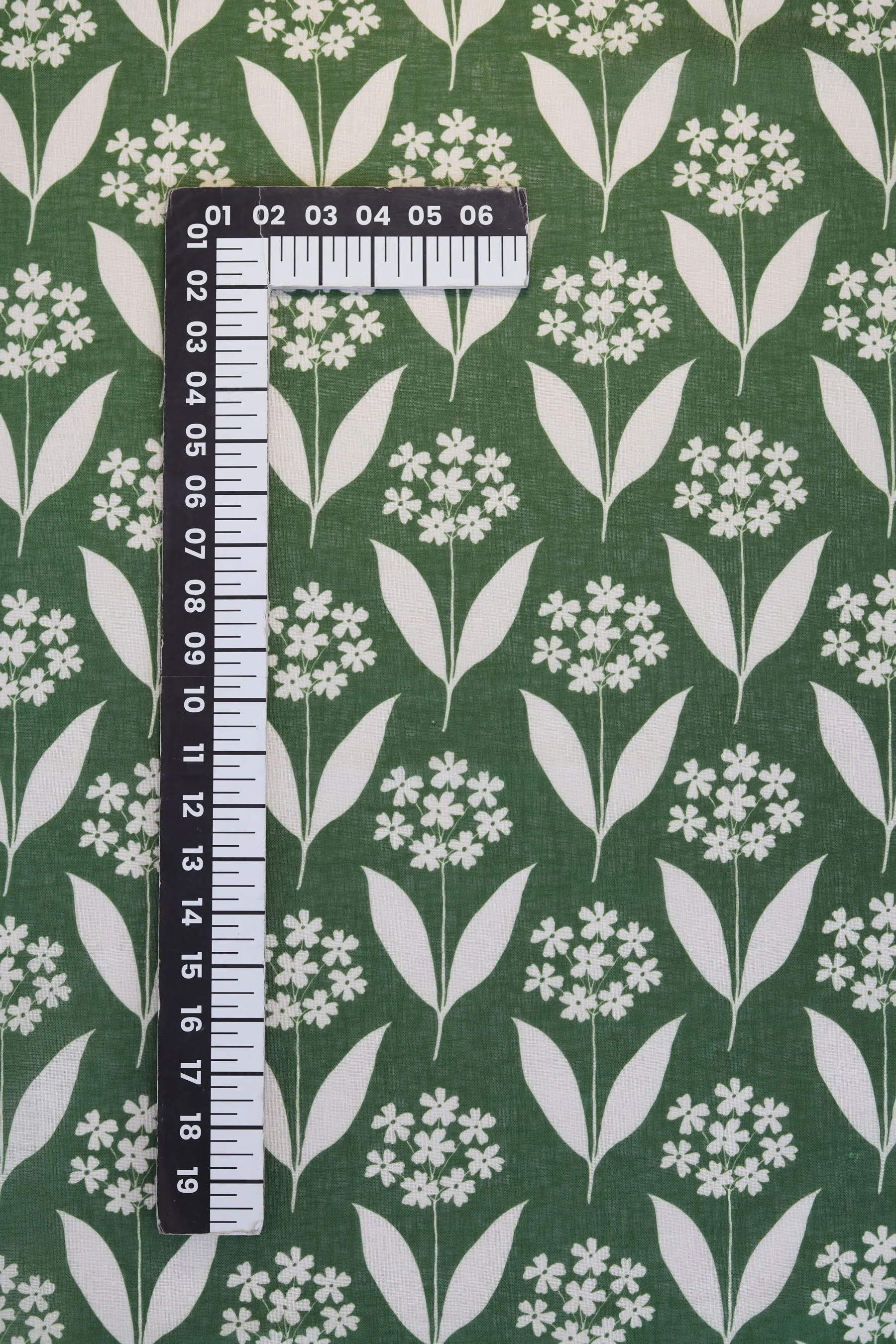 Olive Green Floral Pattern Printed Eco Poly Linen Fabric