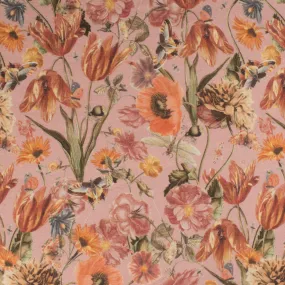 PINK FLORAL GOTS FRENCH TERRY PER METRE