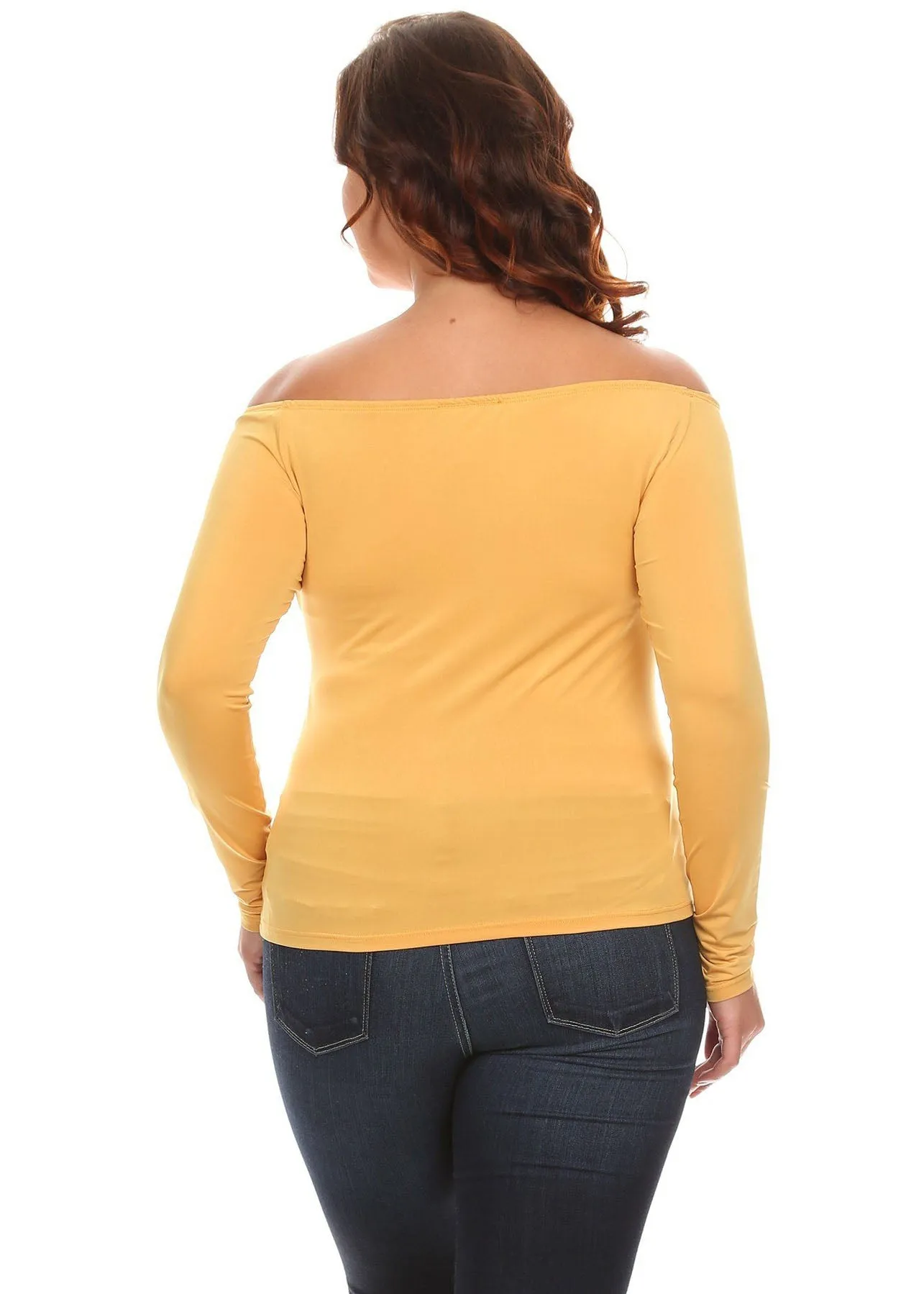 Plus Size Women Off shoulder Long Sleeve Fitted Shirts