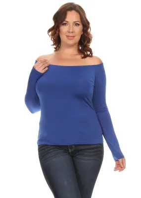 Plus Size Women Off shoulder Long Sleeve Fitted Shirts