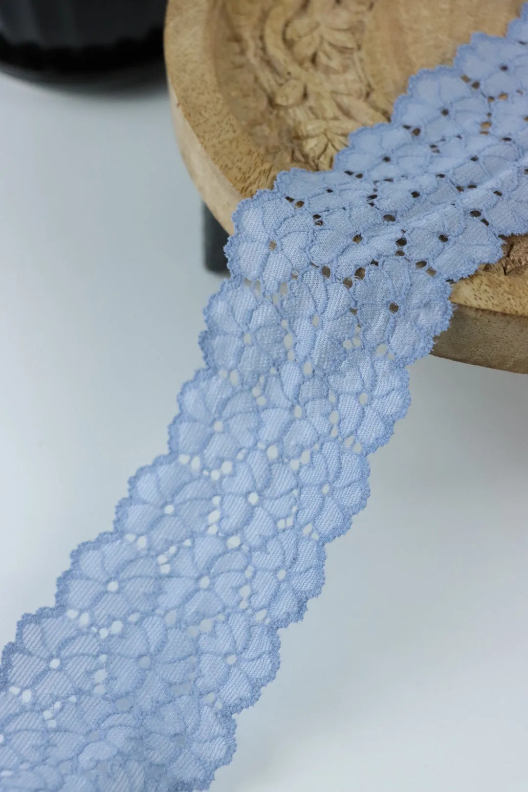 Powder Blue 2.5" Wide Stretch Lace