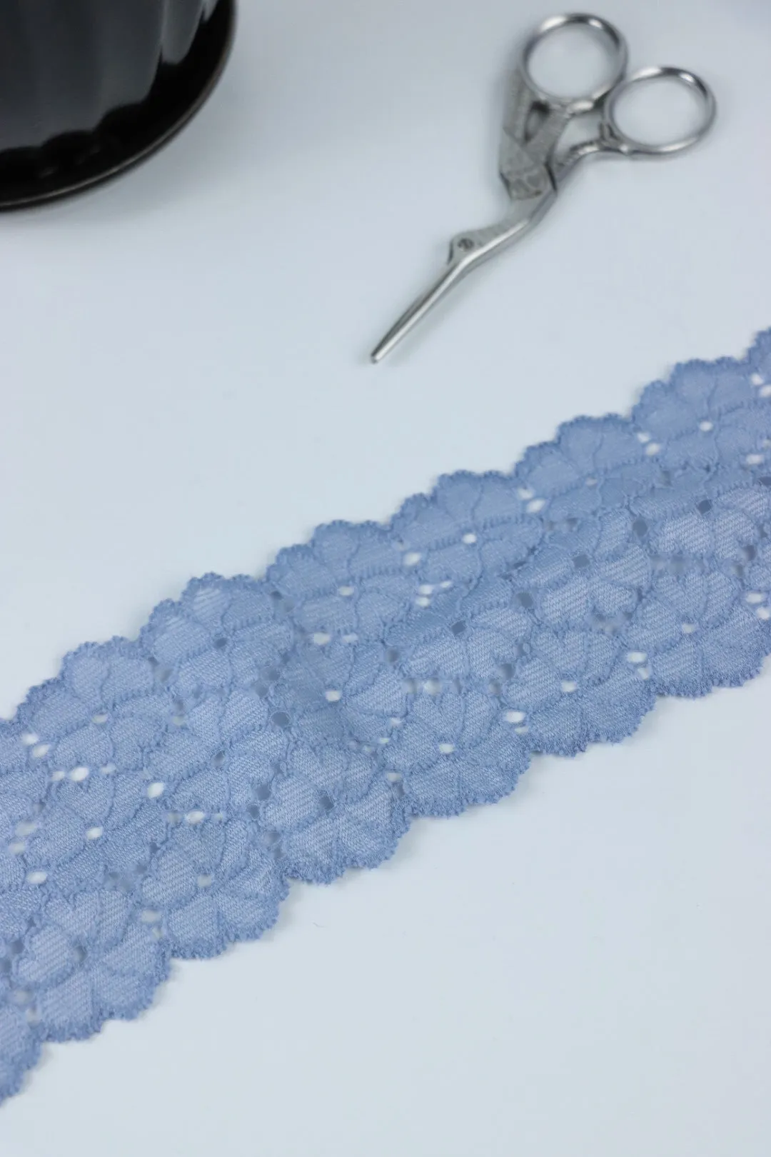 Powder Blue 2.5" Wide Stretch Lace