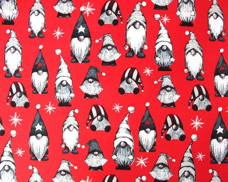 RED GONKS CHRISTMAS BRUSHED FRENCH TERRY PER METRE SALE