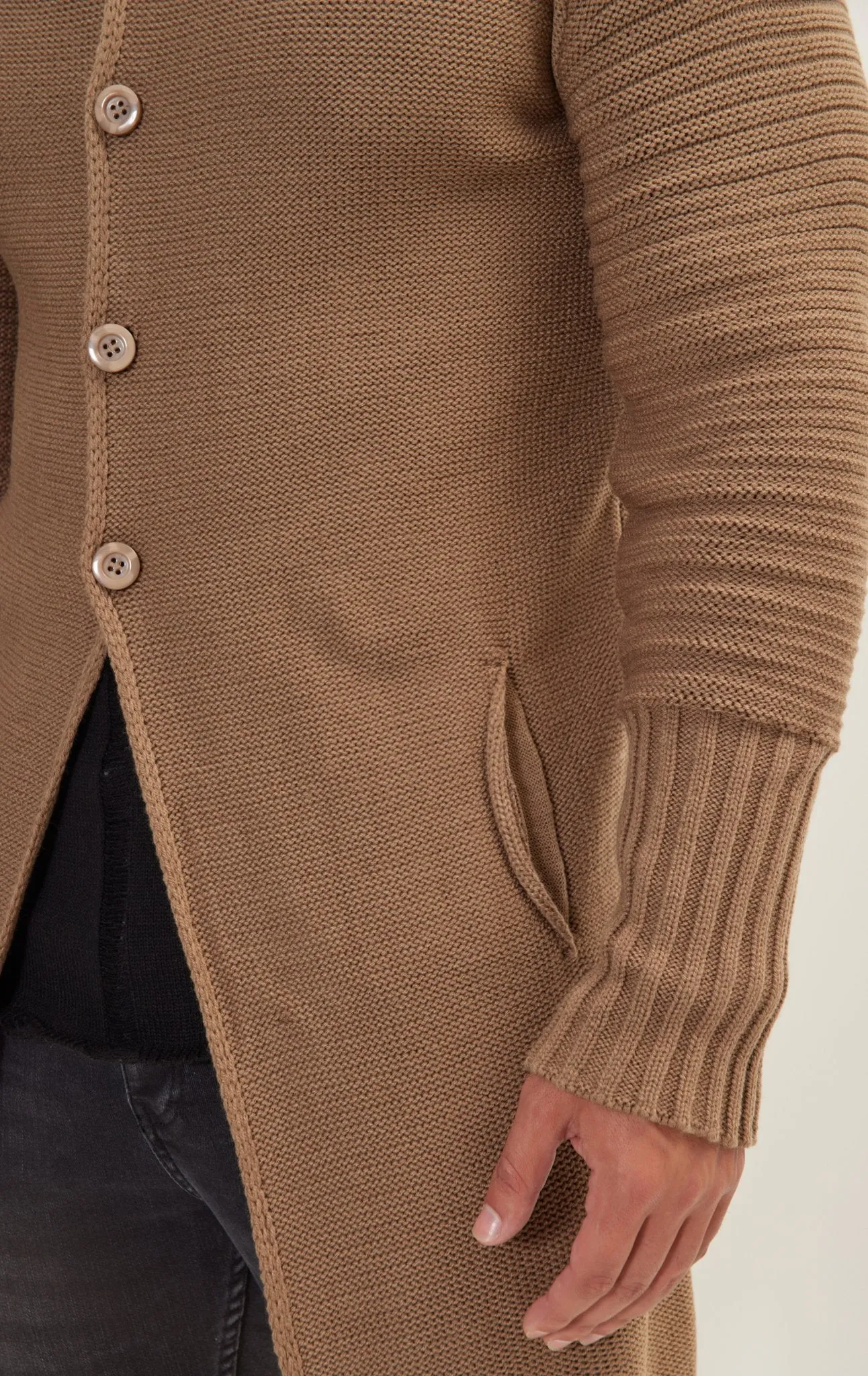 Ribbed Sleeves Fitted Cardigan - Vizon