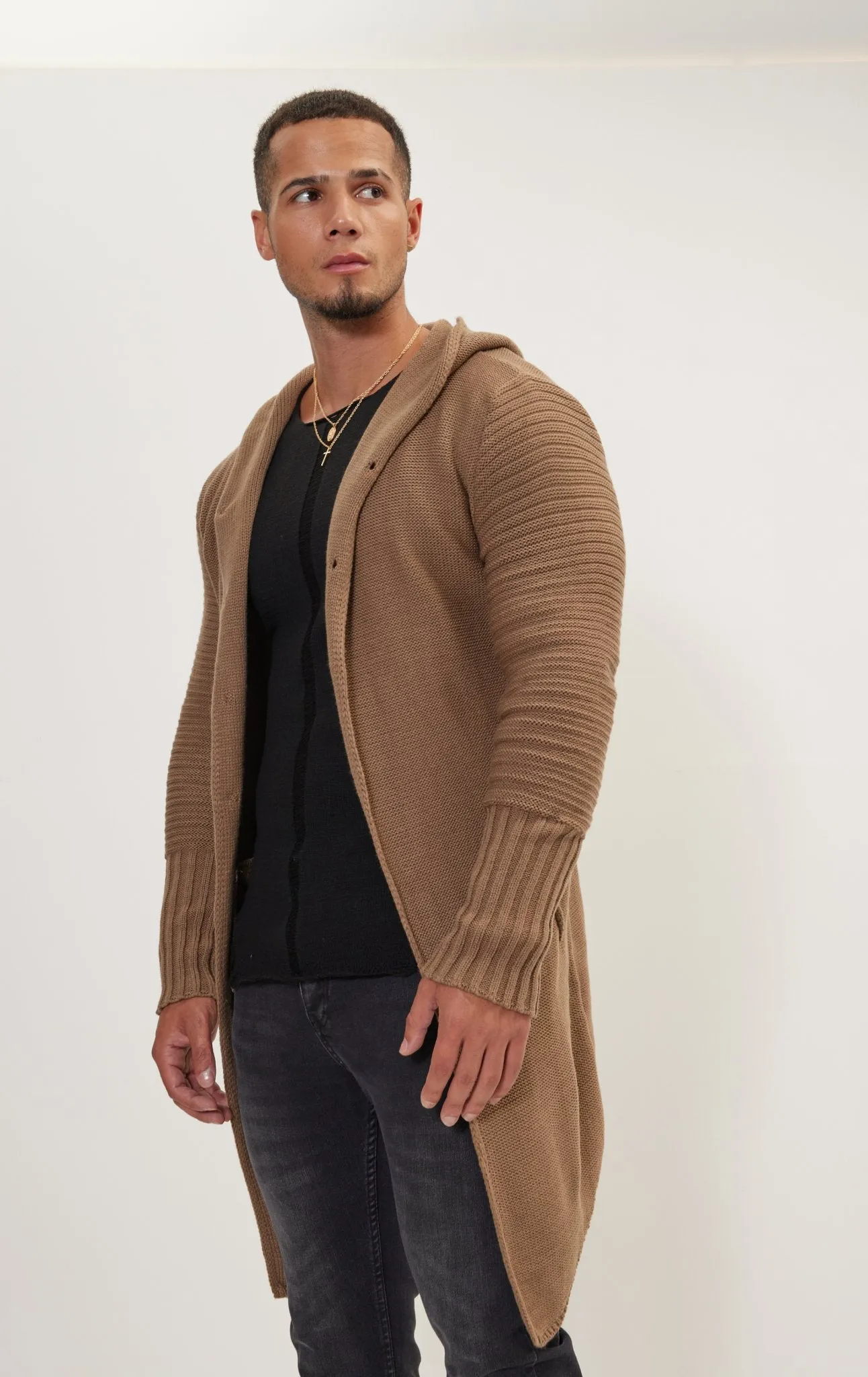 Ribbed Sleeves Fitted Cardigan - Vizon