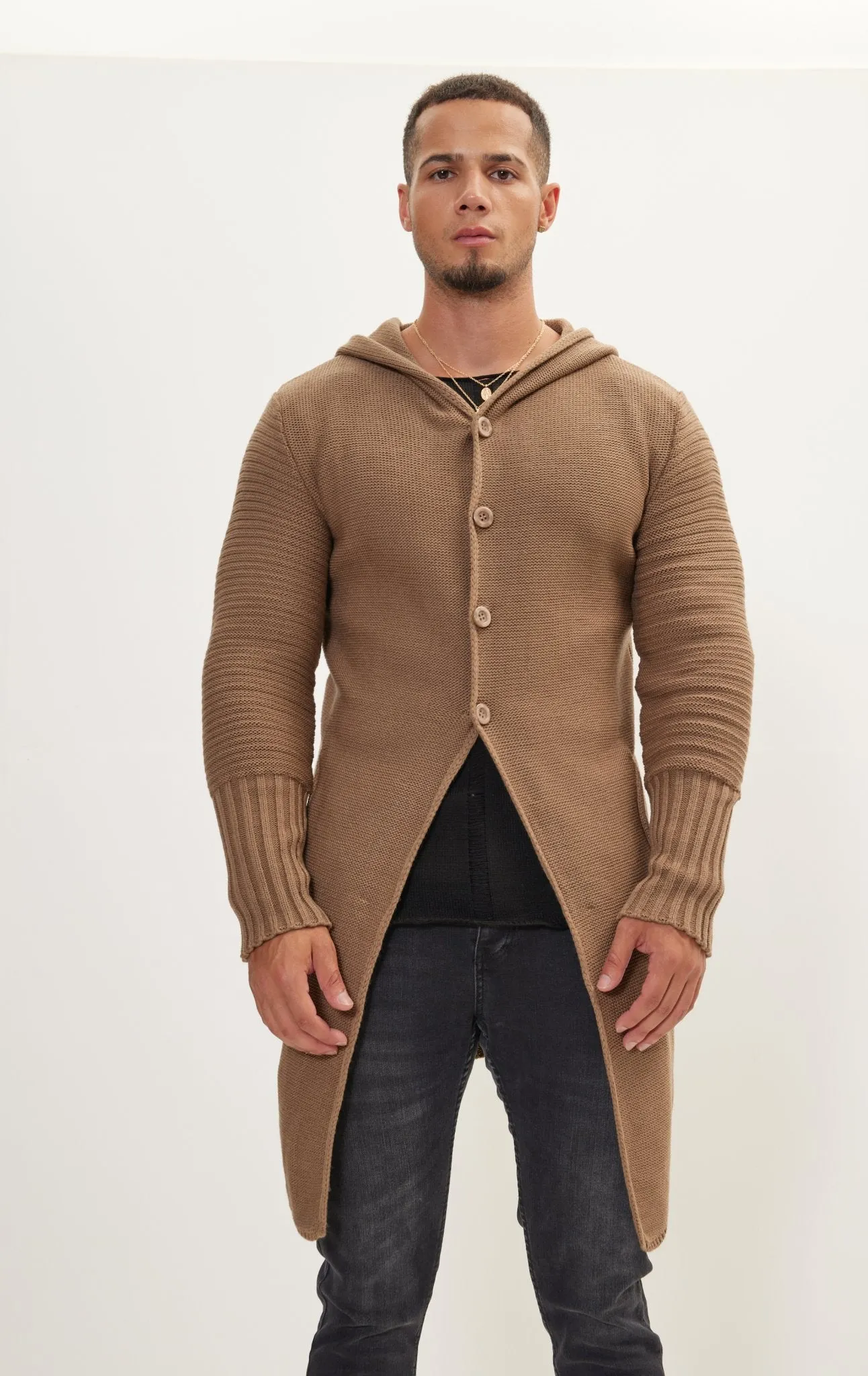 Ribbed Sleeves Fitted Cardigan - Vizon