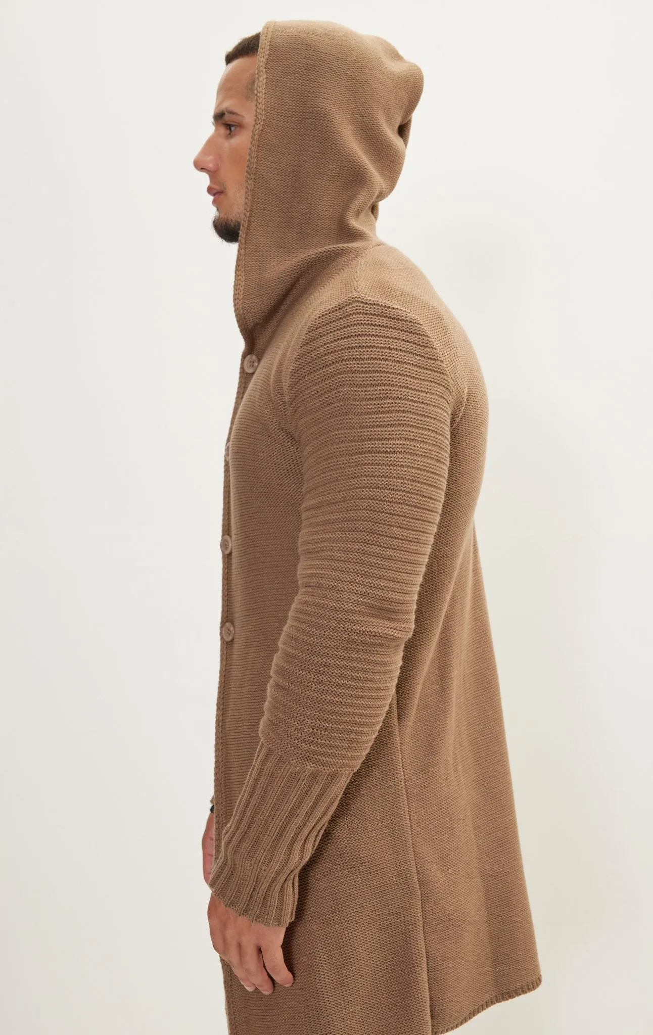 Ribbed Sleeves Fitted Cardigan - Vizon