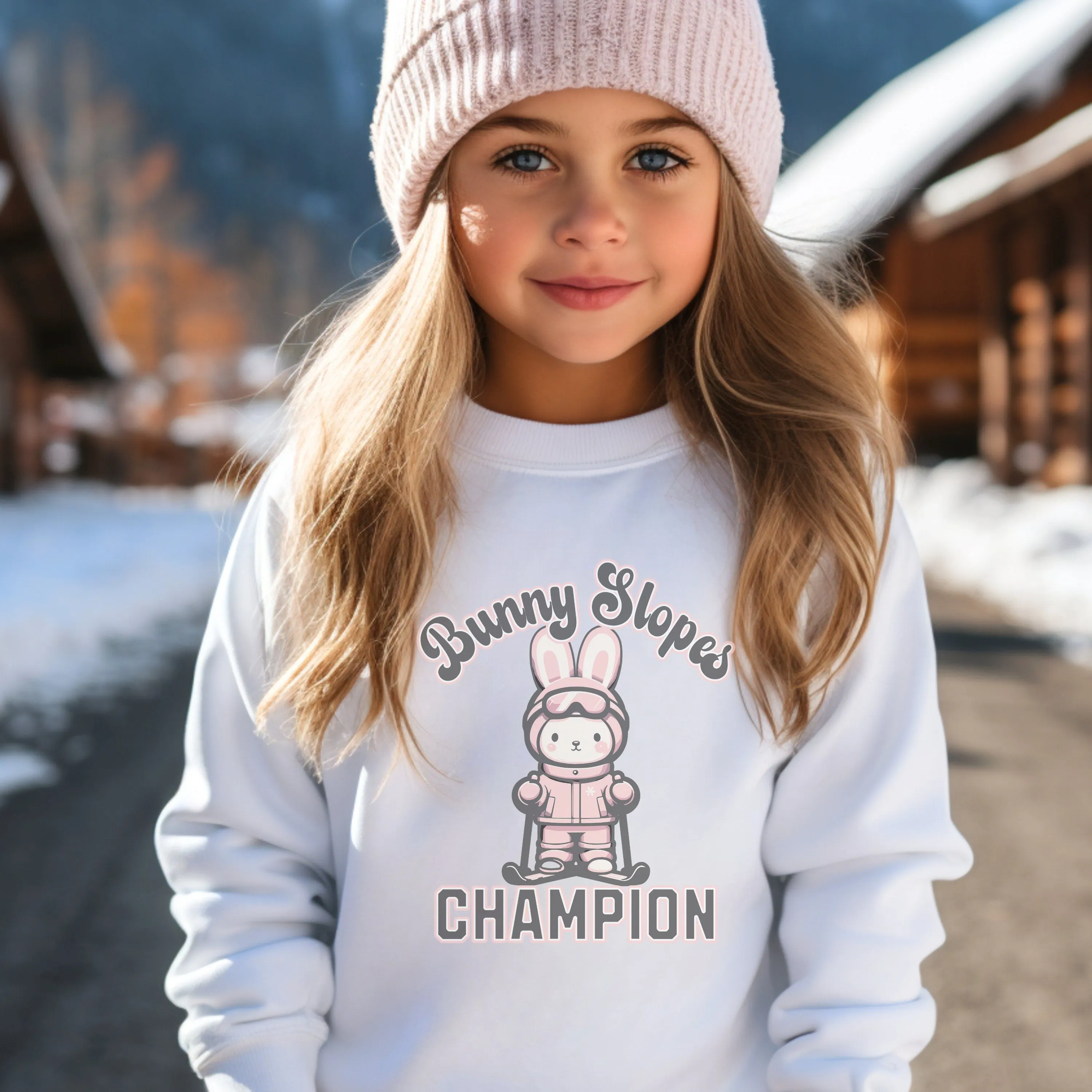 Ski Bunny Sweatshirt, Youth Ski Sweatshirt, Kids Vacation Shirt, Winter Vacation Shirt