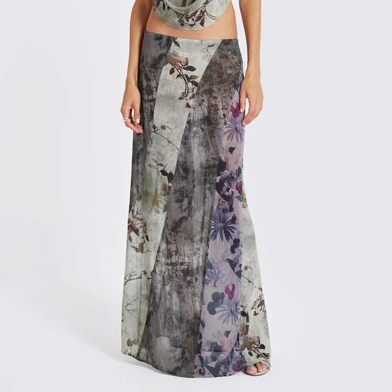 Skye Patchwork Floral Maxi Skirt