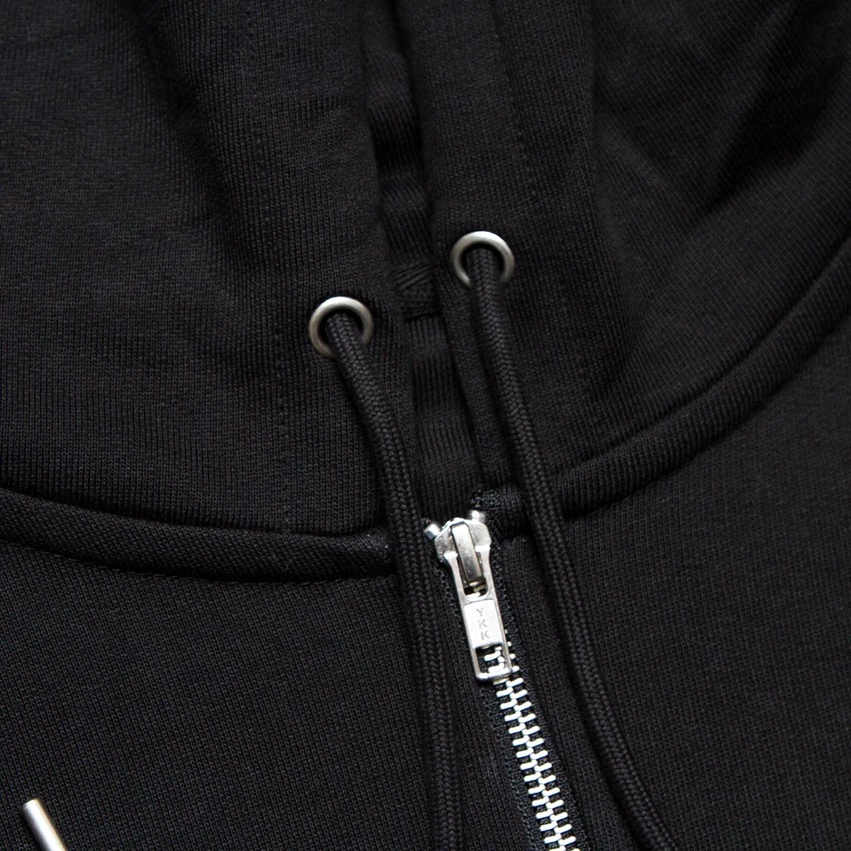 Smiley Crest - Zipped Hood - Black