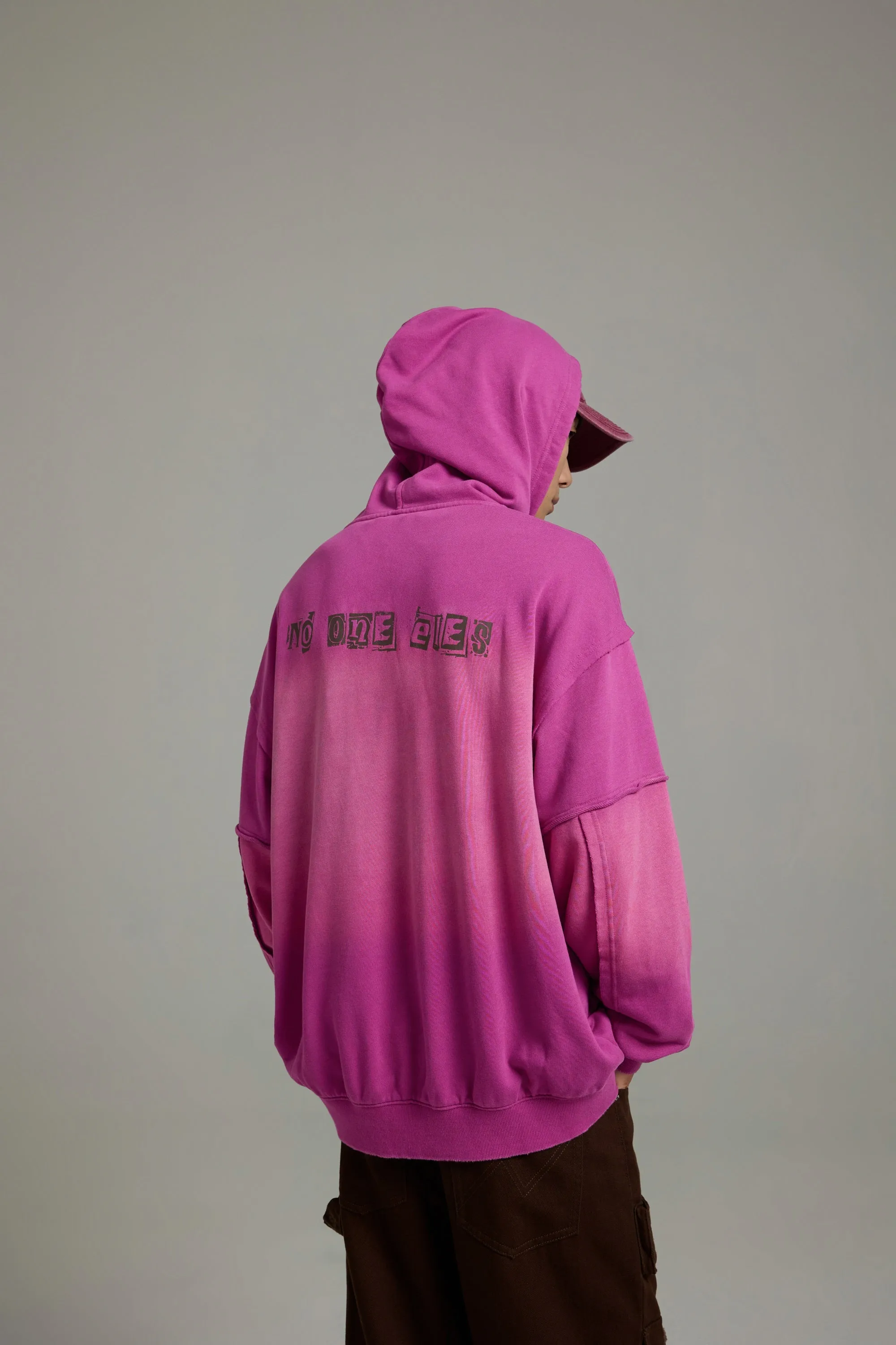 Smiling Character Gradient Loose-Fit Hoodie