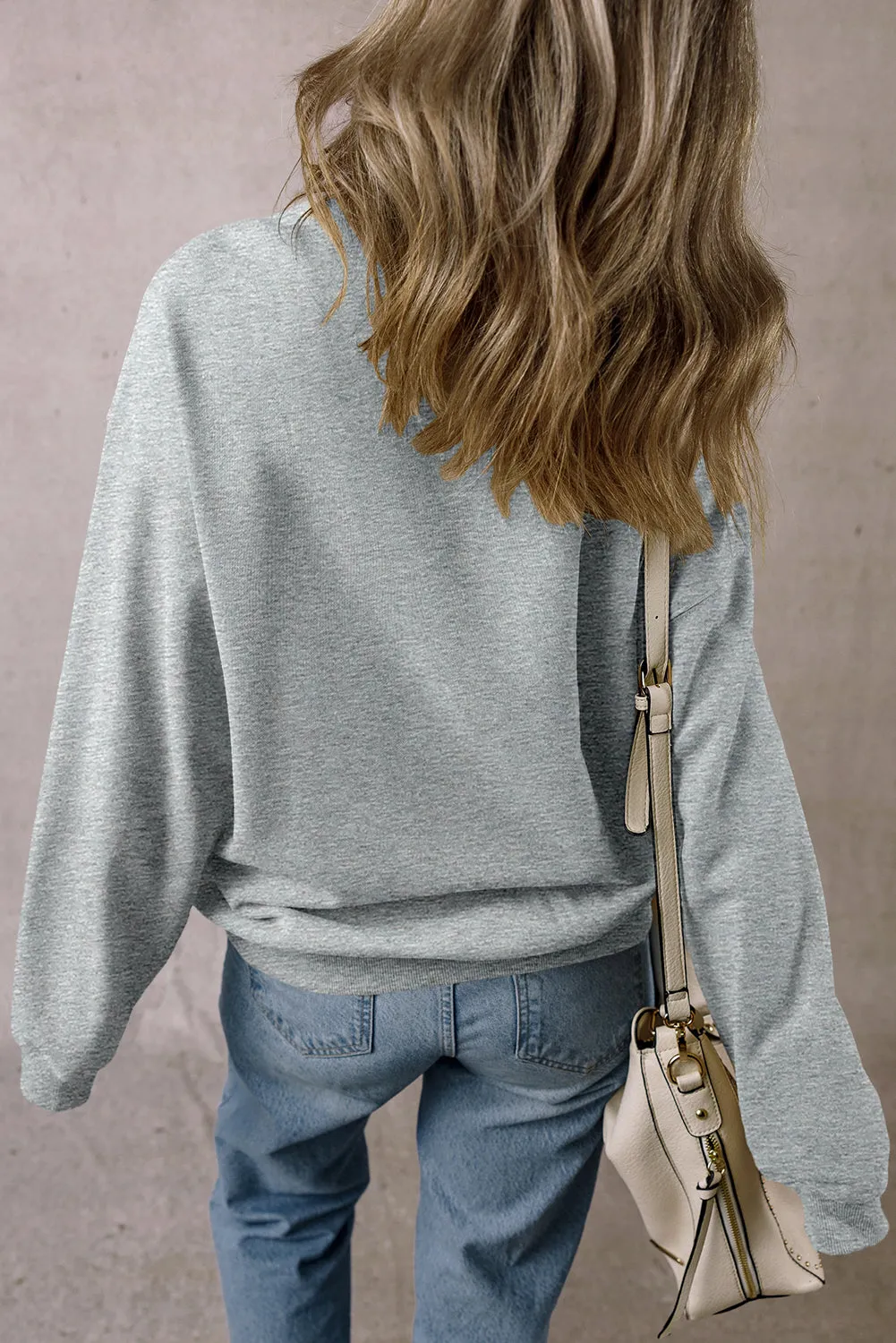 Solid Loose Fleece Sweatshirt