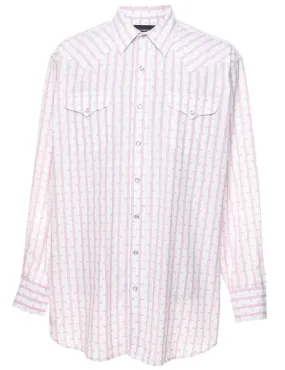 Striped Checked Western Shirt - L