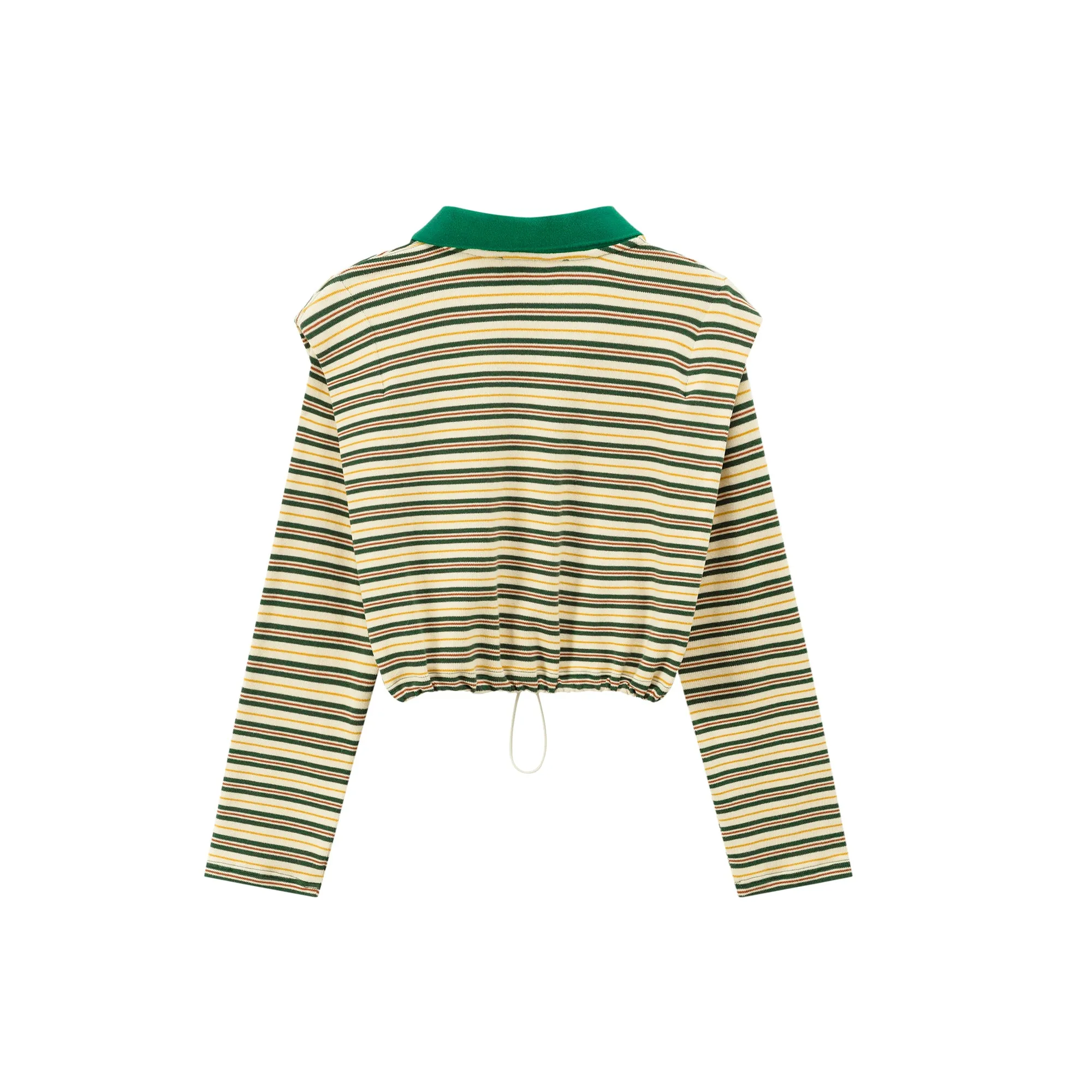 Striped V-Neck Drawstring Shirt