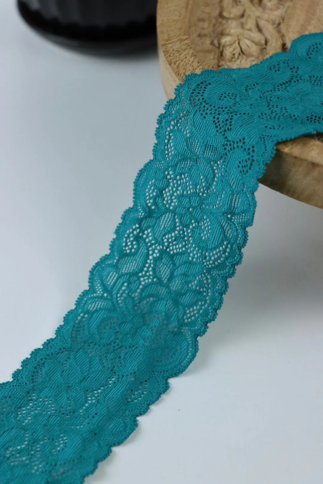 Teal 2.25" Wide Stretch Lace